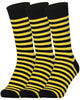 Mysocks men women socks stripe black and yellow 3 Pair Pack Seamless Toe Cotton Socks