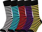 Mysocks Men Women Socks Set of five striped socks in black, white, blue, red, purple, and yellow