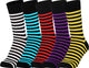 Mysocks Men Women Socks Set of five striped socks in black, white, blue, red, purple, and yellow