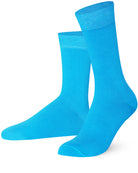 Mysocks Unisex turquoise Plain Cotton Crew Socks with Seamless Toe