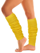 Five pairs of Mysocks women's extra soft knit leg warmers in black, dark grey, light grey, beige, and yellow.