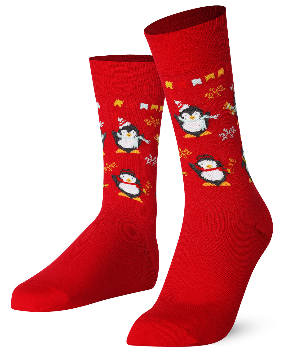 Mysocks Festive Penguin Christmas Crew Socks - Unisex-Red