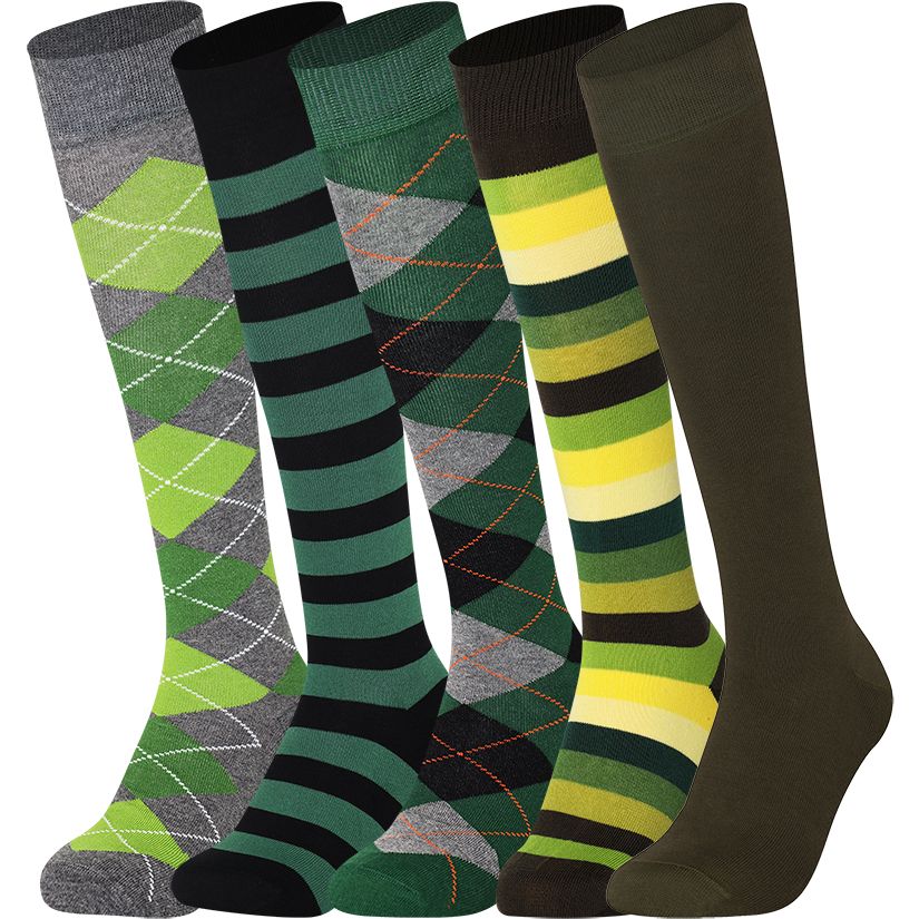 Green and Khaki Mix Mysocks knee high socks made of extra fine combed cotton.