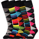 Mysocks Argyle Multi Colour 5 Pairs Knee High Socks | Combed Cotton & Seamless Toe