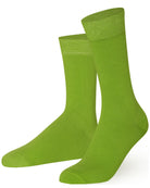 Pair of Mysocks unisex plain lime green crew socks made from combed cotton.