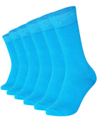 Mysocks men women socks plain turquoise blue 6 Pair Pack Seamless Toe Cotton Socks
