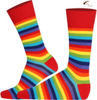 Mysocks unisex rainbow stripe crew socks made of cotton with a seamless toe design.
