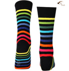 Mysocks unisex rainbow stripe crew socks made of cotton with a seamless toe design.