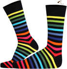 Mysocks unisex rainbow stripe crew socks made of cotton with a seamless toe design.