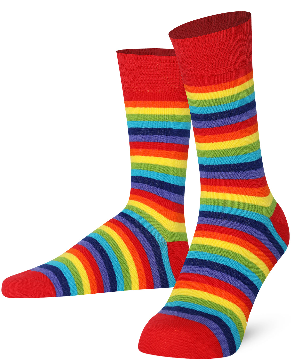 Mysocks unisex rainbow stripe crew socks made of cotton with a seamless toe design