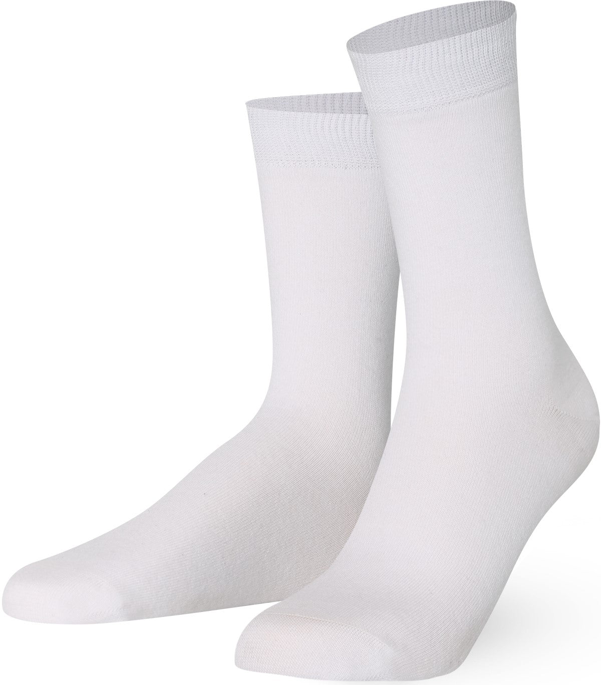 Pair of Mysocks unisex plain white crew socks made from combed cotton.