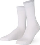 Pair of Mysocks unisex plain white crew socks made from combed cotton.