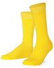 Pair of Mysocks unisex plain yellow crew socks made from combed cotton.