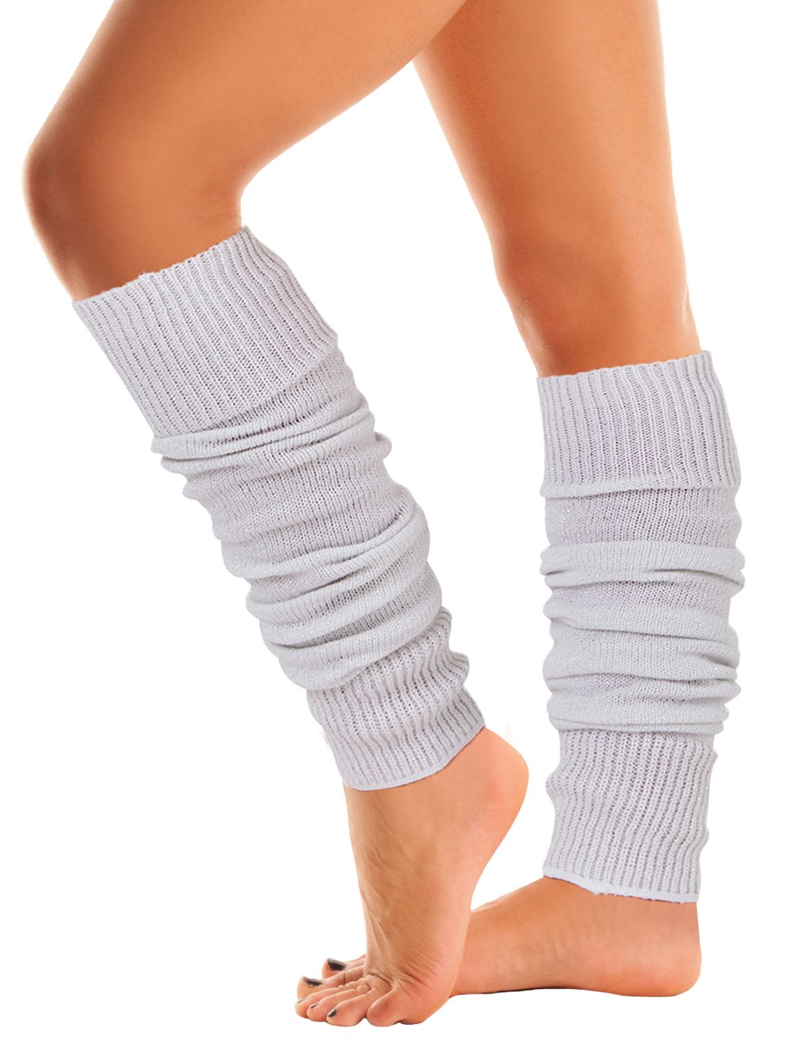 White Glitter Speckled Women's Leg Warmers | Mysocks