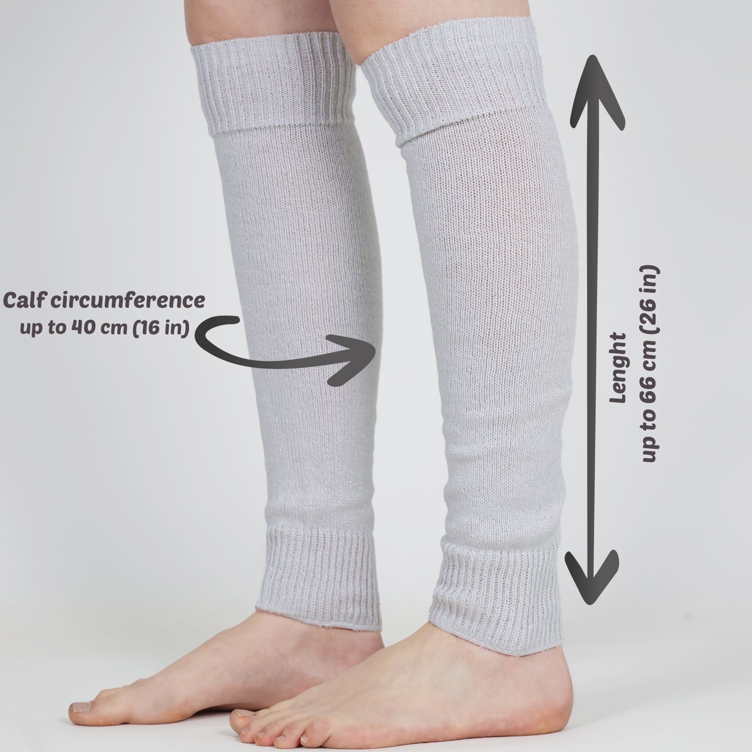 White Glitter Speckled Women's Leg Warmers | Mysocks