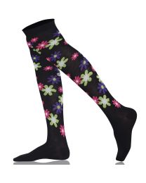 Women's Over the Knee Socks Flower Combination Combed Cotton