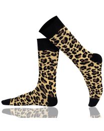 Crew Socks Animal Print Combed Cotton Seamless Toe