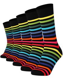 Mysocks 5 Pairs Stripe Dark Rainbow Crew Socks