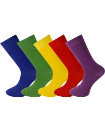 Crew Socks Plain  Multi Colour 5 Pairs Combed Cotton Seamless Toe Combination 025 Size 7-11