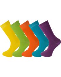 Crew Socks Plain  Multi Colour 5 Pairs Combed Cotton Seamless Toe Combination 028 Size 7-11