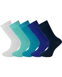 Crew Socks Plain 5 Pairs Multi Colour Combed Cotton Seamless Toe Size 030 7-11