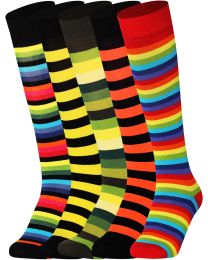 Knee High 5 Pairs Multi Colour Stripe Socks