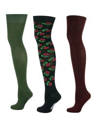 Over the Knee Socks Flower Combination 3 Pairs Combed Cotton