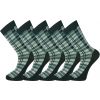 Crew Socks Grey Check 5 Pairs Combed Cotton