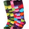 Knee High Socks Argyle Multi Colour 5 Pairs Combed Cotton